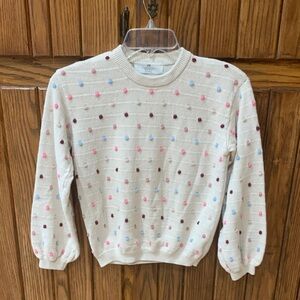 H&M Polka Dot Sweater Girls beige pink,blue, dots 
Size 8-10